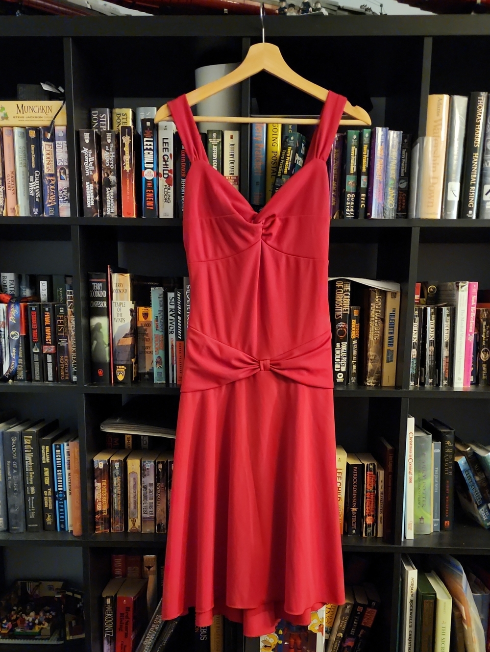 Bisou Bisou Red Knot-Front Midi Dress